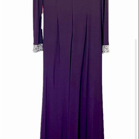NWT Vince Camuto Cuff Ruched Jersey long Gown in Plum Purple Size 14 NEW - Picture 2 of 9